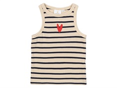 THE NEW Nil top mood indigo striped with red embroidered heart